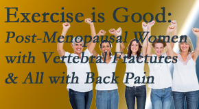 Moriarty Chiropractic promotes simple yet enjoyable exercises for post-menopausal women with vertebral fractures and back pain sufferers. 