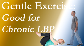 Moriarty Chiropractic shares new research-reported gentle exercise for chronic low back pain relief: yoga and walking and motor control exercise. The best? The one patients will do.