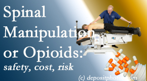 Moriarty Chiropractic presents new comparison studies of the safety, cost, and effectiveness in reducing the risk of further care of chronic low back pain: opioid vs spinal manipulation treatments.