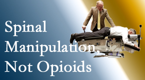 Chiropractic spinal manipulation at Moriarty Chiropractic is worthwhile over opioids for back pain control.