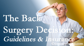Moriarty Chiropractic realizes that back pain sufferers may choose their back pain treatment option based on insurance coverage. If insurance pays for back surgery, will you choose that? 