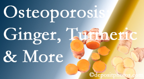 Moriarty Chiropractic presents benefits of ginger, FLL and turmeric for osteoporosis care and treatment.