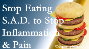 Nashua chiropractic patients do well to avoid the S.A.D. diet to reduce inflammation and pain.