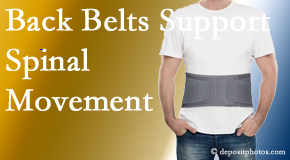Moriarty Chiropractic offers backing for the benefit of back belts for back pain sufferers as they resume activities of daily living.