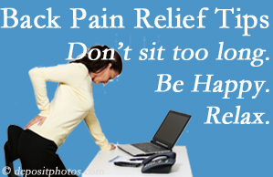 Moriarty Chiropractic reminds you to not sit too long to keep back pain at bay!