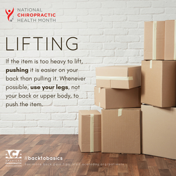 Moriarty Chiropractic advises lifting with your legs.