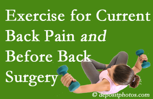 Nashua exercise helps patients with non-specific back pain and pre-back surgery patients though it is not often prescribed as much as opioids.