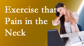 Moriarty Chiropractic manages job-related neck pain with spinal manipulation and some exercise mixed in.